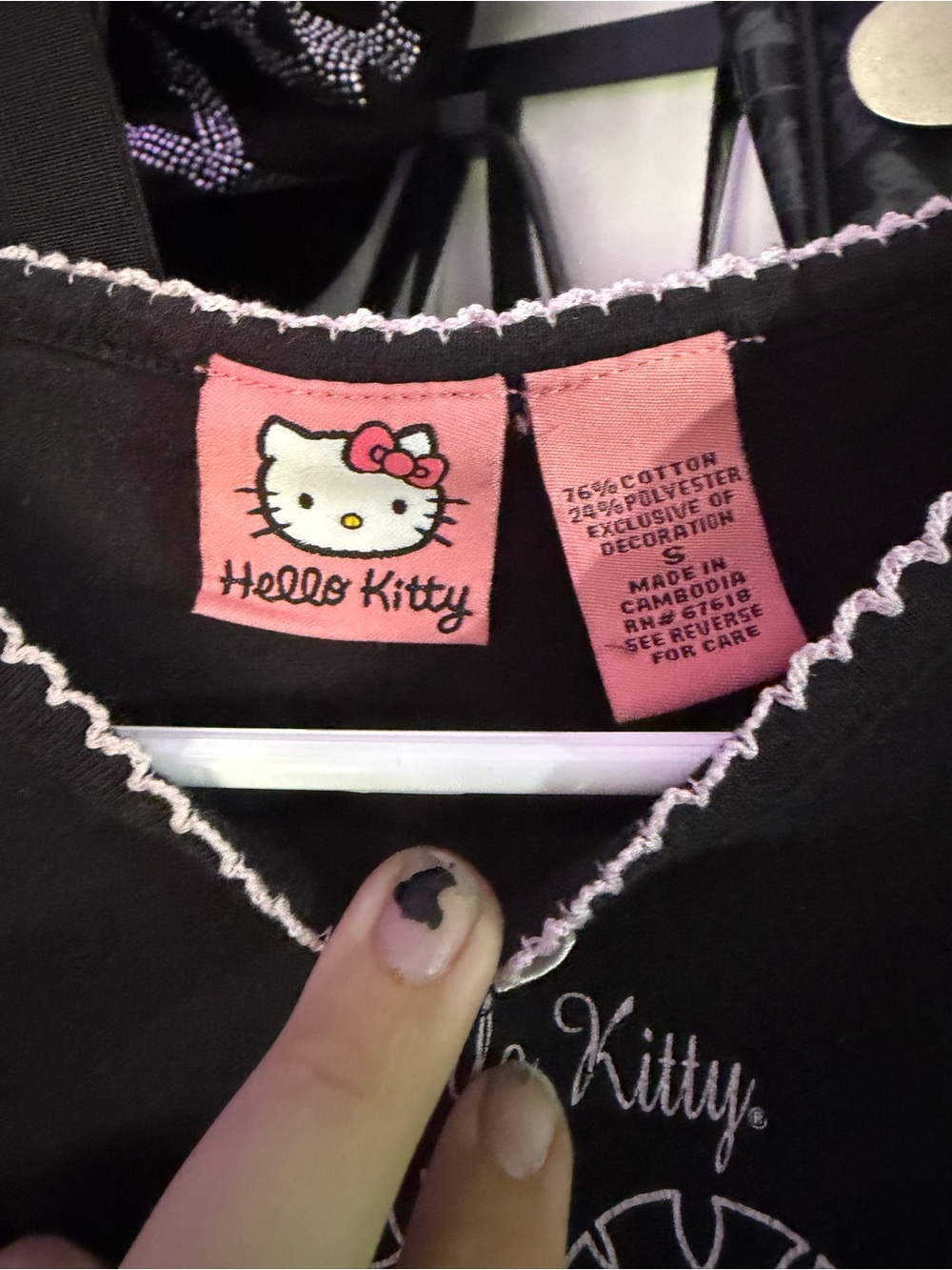 Hello Kitty Black Mini Dress with White Trim - Picture 7 of 7